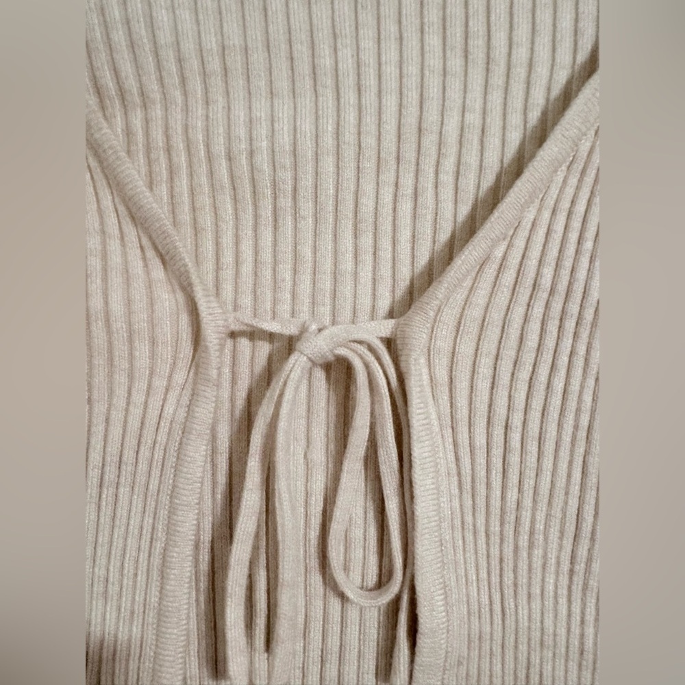 Princess Polly Ribbed Tie-Front Crop Top - Cream - Picture 5 of 6